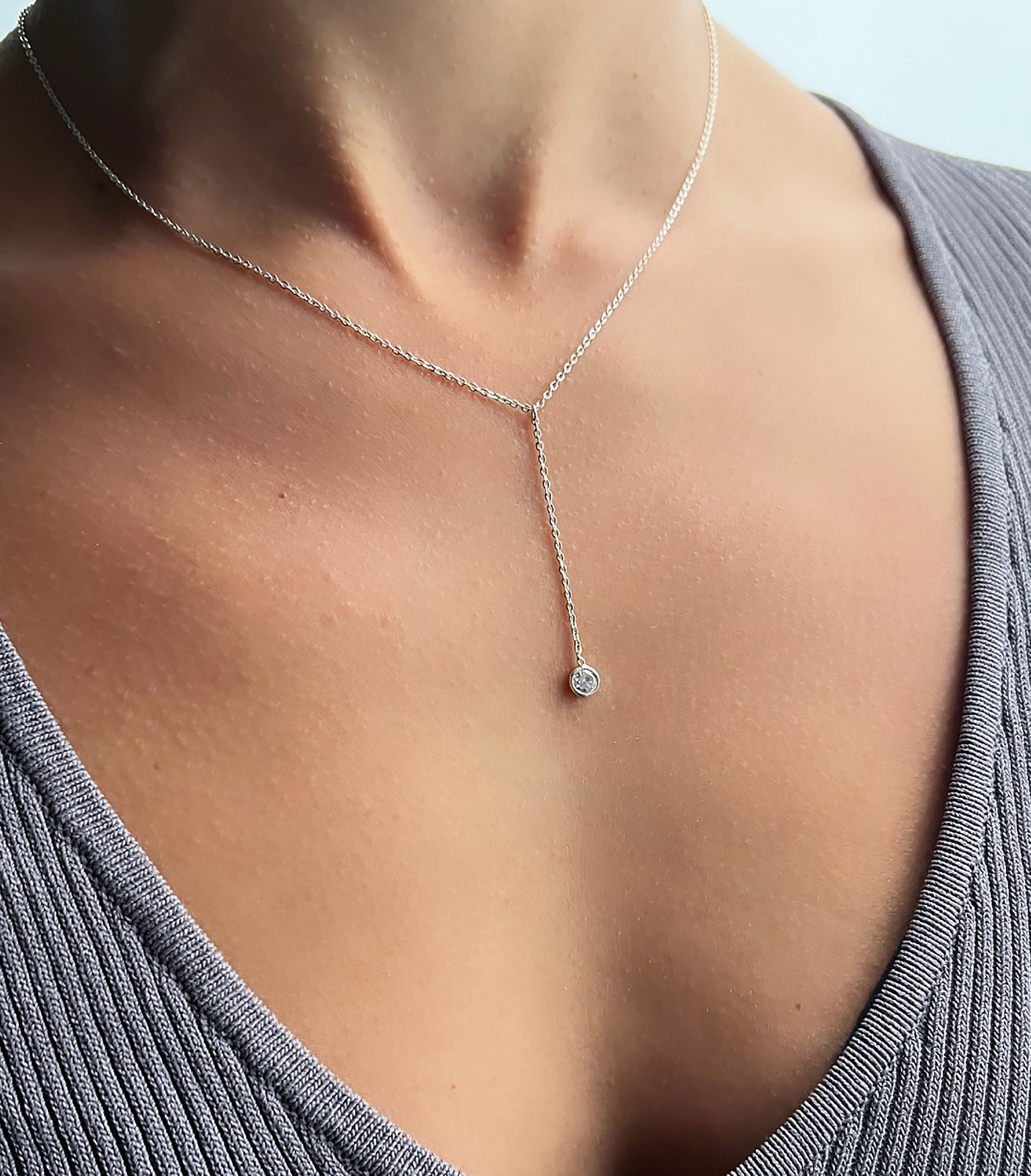 COLLAR CIRCONIA LARGA PLATA